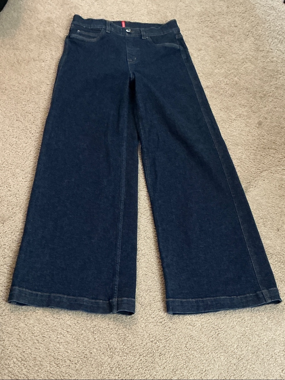 SPANX Dark Blue Wide-Leg Denim Jeans